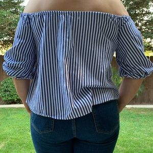 Striped off the shoulder top